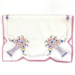 Vintage Handmade Cottagecore Embroidered Table Runner